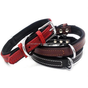High Quality Dog <b>Accessories</b> Pet Products Handmade Black or Brown Genuine Leather Dog Collar with Strong Edge <b>Stitching</b> - Product Image 1