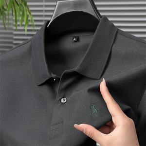 Polo à manches courtes pour homme de haute qualité 2024, tissu tricoté à la main avec motif uni imprimé personnalisé, techniques de broderie - Product Image 6