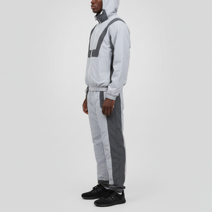 Conjunto de 2 Piezas de Chaqueta y Pantalones Cortavientos Ligeros de Poliéster y Nailon con Cremallera Lateral para Hombre - Product Image 2