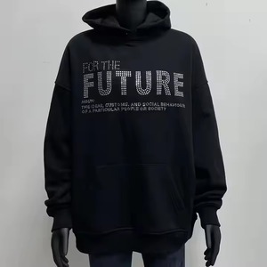 Nueva llegada 2025 personalizado 380 500gsm Sudadera con capucha para hombre French Terry Fleece All Over Print Rhinestone pulóver Sudadera con capucha para hombre - Product Image 4