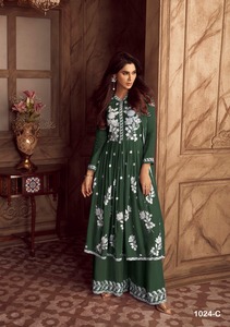 Исламский пакистанский дизайнерский искусственный шёлк с вышивкой Anarkali Kurti, набор Палаццо для женщин и девушек, функция свадебной вечеринки, оптовая цена - Product Image 5