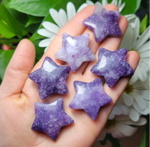 Amazonite bleue naturelle pierre précieuse lépidolite 30mm étoile forme palmier décor à la maison haute qualité pierres polies cristaux lisses bijoux - Product Image 4