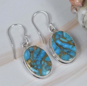 Turquesa Azul Cobre, Plata de Ley 925, Gema, Piedra de Nacimiento de Diciembre, Joyería Hecha a Mano, Forma Ovalada, Regalo de Boda, Moderno - Product Image 4