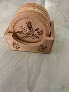 Ensemble de dessous-de-verre en bois de noyer massif avec support, rond, pour boissons, protection de surface de table, pour bar, restaurant, hôtel, bureau, maison, cuisines - Product Image 3