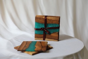 ชุดที่รองแก้วทำจากเรซิ่นอีพ็อกซี่สุดหรูแผ่นรองจานไม้หรูหราถาดหินคุณภาพสูงที่วางแก้วชากาแฟที่บ้านสำนักงาน - Product Image 3