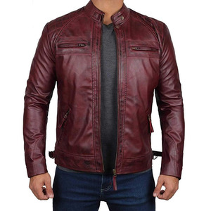 Venta al por mayor por encargo genuino Vintage Racer estilo hombres chaqueta de cuero transpirable con capucha cuello invierno elegante abrigo de calle - Product Image 3