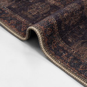 Dark Vintage Turkish <b>Rug</b> Distressed Antique Style Washable Low Pile Chenille <b>Rug</b> Floral Pattern PET Friendly OEM ODM - Product Image 6