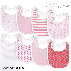 Baberos de algodón suave extra absorbente para bebé niña y niño fácil de limpiar y poner Cierre de botón a presión para niños pequeños recién nacidos - Product Image 1