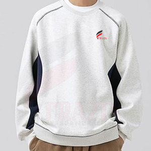 Sweat-shirts à col rond pour homme en coton 100% personnalisables, couleur unie, coupe ample, respirants, séchage rapide, logo personnalisé - Product Image 4