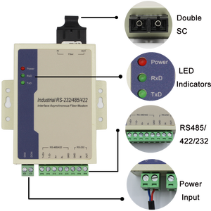 Convertidor de Fibra Óptica Industrial Compacto RS-232/422/485, Receptor Óptico de Fibra Única SM, Conector SC, 20KM, Óptica Externa SC - Product Image 4