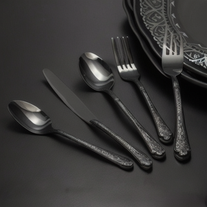 Bạc nhân đôi thép dao kéo Flatware Set Bạc dao kéo thiết lập 24PC phong cách cổ điển rắn không gỉ đám cưới bền vững thanh lịch - Product Image 2