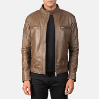 Entièrement personnalisé 100% pur gatspy moka en cuir biker veste avec un matelassé épaules et coudières et polyester doublure