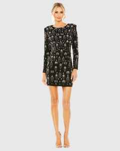 Robe longue à paillettes sans manches ornée de perles florales Décolleté en cœur Volants Silhouette de sirène Broderie de cocktail - Product Image 1