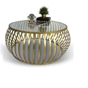 Mesa de centro de lujo con tapa de vidrio y mármol Diseño moderno Decoración de la sala de estar - Product Image 5