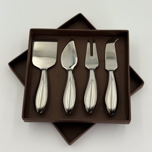 New Arrival Stainless Steel <b>Set</b> of 4 Mirror Polished with Box Cheese <b>Set</b> Suitable for Home Restaurant and Wedding Gift Use - Product Image 1