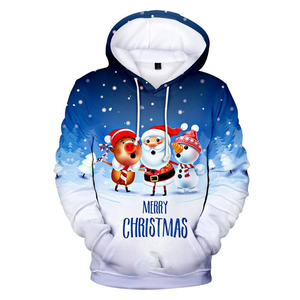 Customized 100% Cotton Christmas Hoodie for Men Winter Sweatshirt with <b>Black</b> White Print Pattern and Designed LOGO - Product Image 3