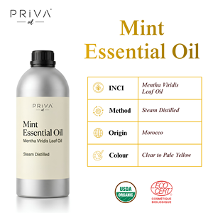 Aceite Esencial de Menta 100% Puro Orgánico a Granel, Mentha Viridis, Destilado al Vapor, USDA Ecocert, Marruecos, Venta al por Mayor, Cosmética, Aromaterapia - Product Image 2