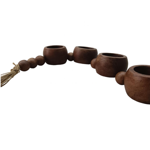 Bougeoir artisanal indien moderne fabriqué à la main en bois de manguier perlé guirlande 6-petite section de bol pour la décoration de la maison utilisation de mariage - Product Image 2