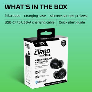 HyperX 727A5AA Cirro Buds Pro True Wireless Earbuds Active Noise Cancellation ANC Ambient Sound <strong>Bluetooth</strong> 5.2 IPX4 PC Switch - Product Image 6