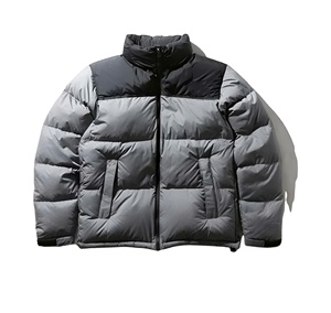 Chaqueta acolchada de invierno con estampado de leopardo personalizado de alta calidad para hombre, cuello levantado con logotipo frontal, tela de lona - Product Image 5