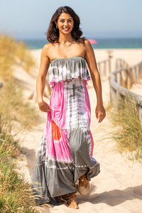 ชุดเดรสชายหาดแขนกุดมัดย้อมเปิดไหล่ไร้สายทันสมัยสำหรับผู้หญิงชุดเดรสผ้าทอเอวยาวถึงพื้นแบบธรรมชาติสำหรับ2023 - Product Image 4