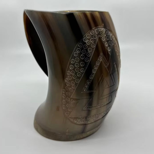 Chope à boire médiévale en corne de buffle faite à la main, tankard, stein, corne de bœuf, cadeaux, décoration de style animal par Tradebit - Product Image 3