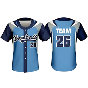 Camiseta de Béisbol Personalizada al por Mayor con Nombre Impreso, Transpirable, de Secado Rápido, 100% Poliéster, Cuello en V, Talla Grande - Product Image 1