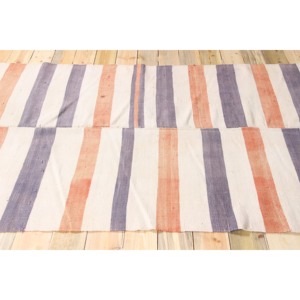 Tapis turc traditionnel en laine 4,9x7,6 pieds, écologique, patchwork orange, kilim rayé avec envers en latex - Product Image 3