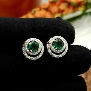 Boucles d'oreilles en émeraude zambienne, argent sterling 925, plaqué or 14 carats, bijoux faits à la main, cadeau pour femmes - Product Image 4