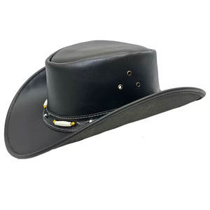 Chapeaux en cuir pour hommes de style occidental entièrement personnalisés sur mesure Vente en gros Meilleur fournisseur Chapeaux en cuir pour hommes à séchage rapide - Product Image 5