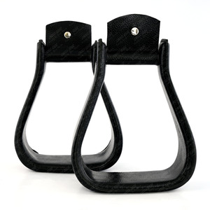 Equipo ecuestre Premium, estribos con cordones de cuero, estribos de vaquero clásicos occidentales en forma de campana de aluminio, equitación de resistencia - Product Image 2