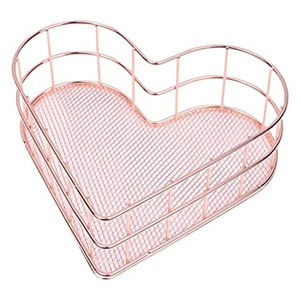 Elegante diseño en forma de corazón rosa al por mayor cesta de frutas de almacenamiento de metal para el hogar cocina almacenamiento en el hogar - Product Image 2