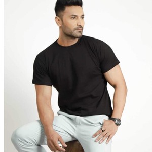 Camiseta de Color Negro con Logotipo Personalizado, Camiseta Básica de Cuello Redondo para Hombre, Camiseta de Verano de Algodón Jersey Lisa - Product Image 2