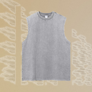 Débardeur de sport pour homme en polyester/coton respirant, coupe ample, manches courtes, pour musculation, t-shirt lourd pour homme - Product Image 3