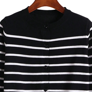 Womens Striped Knit <b>Cardigan</b> <b>Sweater</b> Long Sleeve Button Front Crew Neck Casual Elegant Fashion Top Quick Dry Lightweight Daily - Product Image 3
