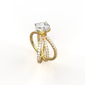 Avarta Jewellery Bague en or 1.50 carat solitaire et 80 cents en moissanite ronde - Product Image 1