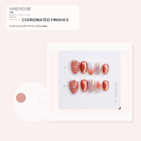 Faux ongles press-on faits main, forme amande moyenne, rouge corail, blanc irisé, fleurs 3D, pour femmes