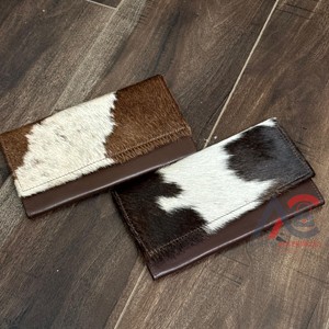 ใหม่กระเป๋าสตางค์หนังวัวแบบตะวันตกสำหรับผู้หญิงกระเป๋าสตางค์แบบบางหนังแท้คลัทช์หนังวัวแท้พิมพ์ลายหนังวัวแท้ของขวัญสำหรับเธอ - Product Image 1