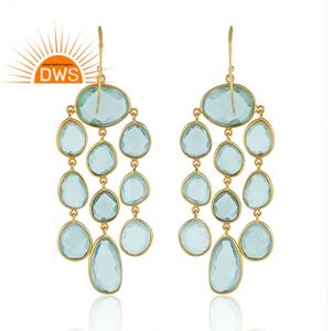 New Stylish Design Sterling Silver Natural <b>Glass</b> Blue Topaz Gemstone Dangle Earring Custom Jewelry for Women Gift for Her - Product Image 4