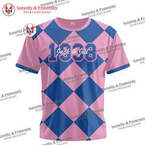 T-shirts brodés pour femmes avec lettres grecques de la sororité Jack and Jill |   T-shirt en coton et polyester personnalisé pour femmes, broderie de sororité - Product Image 6