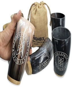 2024 Venta caliente acabado Natural pulido cuerno de buey vikingo vasos de chupito tazas DISEÑO DE Animal náutico regalo perfecto para artesanías Z - Product Image 3