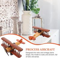Modèle d'avion en bois Vintage avion en bois artisanat rétro avion Figuruines hélice avion décoration bois avion bureau