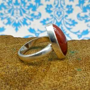 Anillos de piedra con forma de marquesa de jaspe rojo, piedras preciosas de Color rojo semiprecioso, joyería fina para mujeres y hombres, anillos - Product Image 3