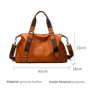 Haut de gamme nouveau grand Vintage café noir grand 100% en cuir véritable hommes d'affaires sac de voyage mâle Gym sac polochon - Product Image 4