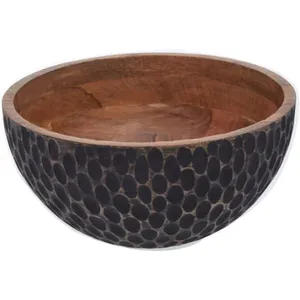 Precio asequible Vajilla de madera natural Cocina Tazón de arroz creativo Tazón grande de madera de acacia y mango Tazones de sopa de ensalada sólida - Product Image 3