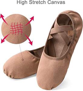 Zapatos de Ballet elásticos de doble capa para niños y niñas, ropa de baile suave de lona con suela dividida plegable, cuero genuino - Product Image 4