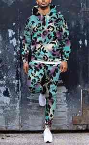 3D <b>Leopard</b> <b>Print</b> Men's 2-Piece Outfits Oversized <b>Hoodie</b> Pants Autumn/Winter Sweatshirt Sets Plus Size Breathable Tracksuit Suits - Product Image 2