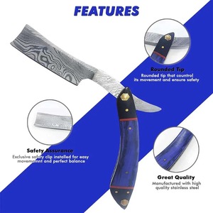 Damascus thép cắt Tóc Dao Cạo thẳng dao cạo người đàn ông dùng một lần mặt cạo công cụ cố định lưỡi da mài <span class=keywords><strong>strop</strong></span> trường hợp bao gồm - Product Image 6