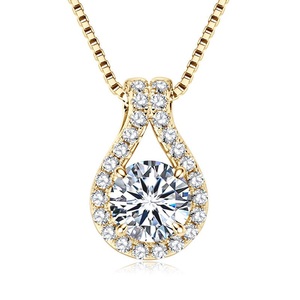 Collar con Colgante de Moissanita en Forma de Lágrima, Temperamento Simple, 0.50 CT, VVS, Cadena de Plata 925 Auténtica para Mujer, Joyería para Boda y Compromiso - Product Image 1