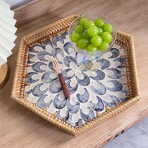 หวายแม่ของฝังมุก,ถาดใส่ขนมขนมอาหรับรอมฎอนมูบารัค Eid ถาดตกแต่งฝังไม้ม็อบเค้ก - Product Image 4